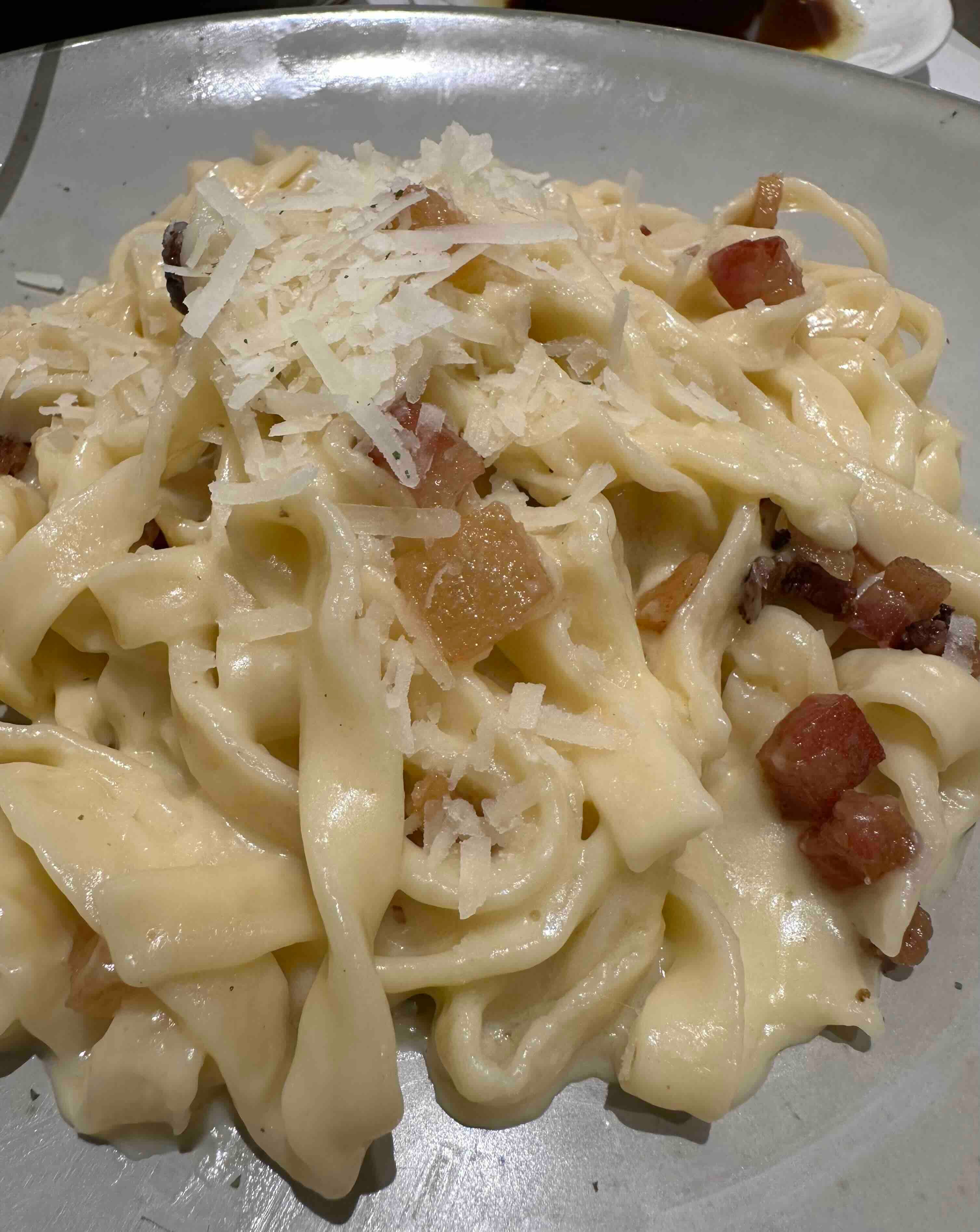Handmade carbonara pasta at Sourdough Cafe